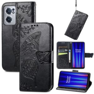 For OnePlus Nord CE 2 5G Butterfly Love Flower Embossed Leather Phone Case(Black) (OEM)