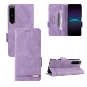 For Sony Xperia 1 IV Magnetic Clasp Flip Leather Phone Case(Purple) (OEM)