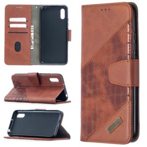 For Xiaomi Redmi 9A Matching Color Crocodile Texture Horizontal Flip PU Leather Case with Wallet & Holder & Card Slots(Brown) (OEM)