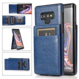 For Samsung Galaxy Note9 Solid Color PC + TPU Protective Case with Holder & Card Slots(Blue) (OEM)