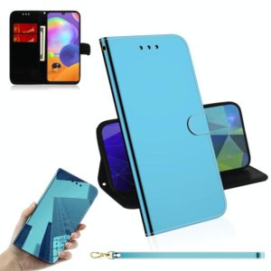 For Samsung Galaxy A31 Lmitated Mirror Surface Horizontal Flip Leather Case with Holder & Card Slots & Wallet & Lanyard(Blue) (OEM)