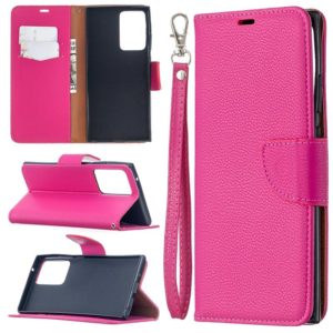 For Samsung Galaxy Note20 Ultra Litchi Texture Pure Color Horizontal Flip Leather Case with Holder & Card Slots & Wallet & Lanyard(Rose Red) (OEM)