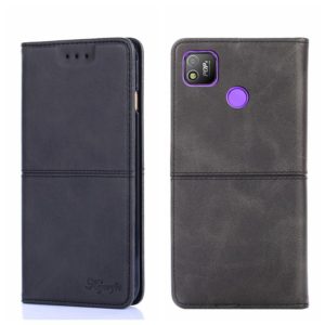 For Tecno Pop 4 Cow Texture Magnetic Horizontal Flip Leather Phone Case(Black) (OEM)