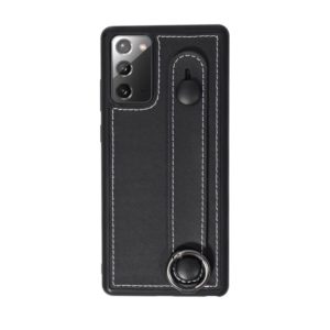 For Samsung Galaxy Note 20 Top Layer Cowhide Shockproof Protective Case with Wrist Strap Bracket(Black) (OEM)