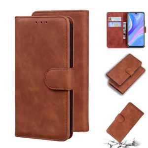 For Huawei Enjoy 10s / P Smart S / Y8p Skin Feel Pure Color Flip Leather Phone Case(Brown) (OEM)