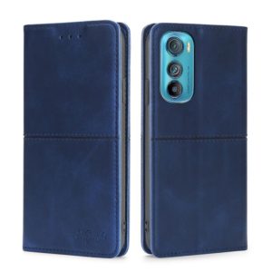 For Motorola Edge 30 Cow Texture Magnetic Horizontal Flip Leather Phone Case(Blue) (OEM)