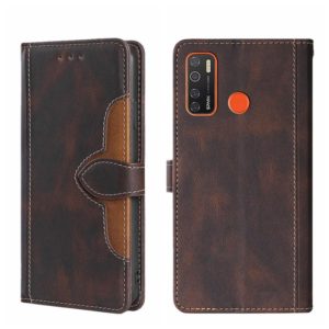 For Tecno Camon 15 / Camon 15 Air Skin Feel Straw Hat Magnetic Buckle Leather Phone Case(Brown) (OEM)