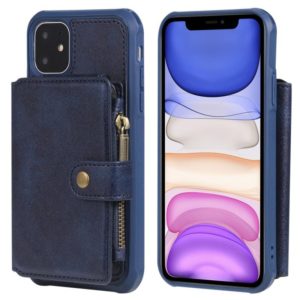 For iPhone 11 Buckle Zipper Shockproof Protective Case with Holder & Card Slots & Wallet & Lanyard & Photos Frames(Blue) (OEM)