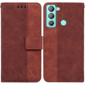For Tecno Pop 5 LTE BD4 Geometric Embossed Leather Phone Case(Brown) (OEM)