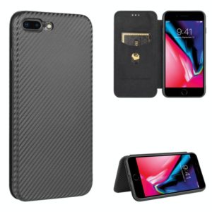 For iPhone 7 / 8 / SE 2020 / SE 2022 Carbon Fiber Texture Horizontal Flip TPU + PC + PU Leather Case with Card Slot(Black) (OEM)
