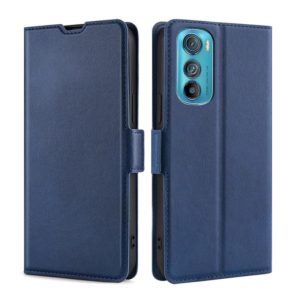For Motorola Edge 30 Ultra-thin Voltage Side Buckle Horizontal Flip Leather Phone Case(Blue) (OEM)