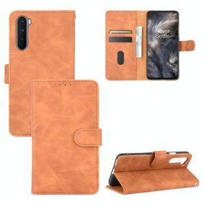 For OnePlus Nord Solid Color Skin Feel Magnetic Buckle Horizontal Flip Calf Texture PU Leather Case with Holder & Card Slots & Wallet(Brown) (OEM)