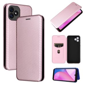 For Blackview Oscal C20 Carbon Fiber Texture Horizontal Flip Leather Phone Case with Card Slot(Pink) (OEM)