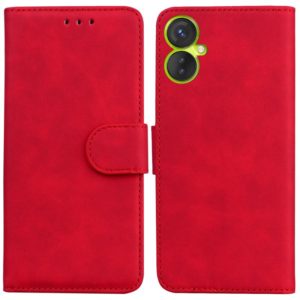 For Tecno Spark 9 Pro Skin Feel Pure Color Flip Leather Phone Case(Red) (OEM)
