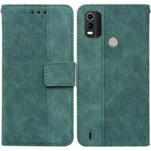For Nokia C21 Plus Geometric Embossed Leather Phone Case(Green) (OEM)