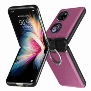For Huawei P50 Pocket Litchi Pattern Ring Buckle Folding Phone Case(Purple) (OEM)