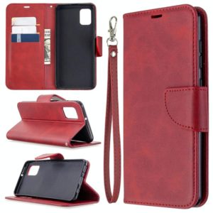 For Samsung Galaxy A31 Retro Lambskin Texture Pure Color Horizontal Flip PU Leather Case with Holder & Card Slots & Wallet & Lanyard(Red) (OEM)