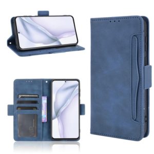 For Huawei P50 Skin Feel Calf Pattern Horizontal Flip Leather Case with Holder & Card Slots & Photo Frame(Blue) (OEM)