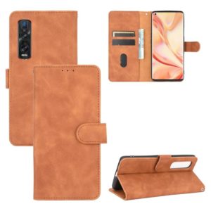 For OPPO Find X2 Pro Solid Color Skin Feel Magnetic Buckle Horizontal Flip Calf Texture PU Leather Case with Holder & Card Slots & Wallet(Brown) (OEM)