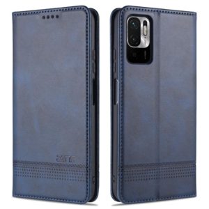 For Xiaomi Poco M3 Pro 5G AZNS Magnetic Calf Texture Horizontal Flip Leather Case with Card Slots & Holder & Wallet(Dark Blue) (AZNS) (OEM)