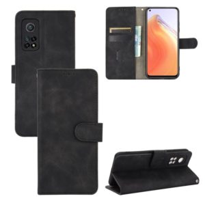 For Xiaomi Mi 10T Solid Color Skin Feel Magnetic Buckle Horizontal Flip Calf Texture PU Leather Case with Holder & Card Slots & Wallet(Black) (OEM)