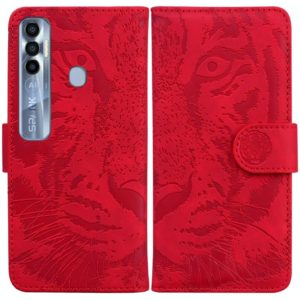 For Tecno Spark 7 Pro Tiger Embossing Pattern Horizontal Flip Leather Phone Case(Red) (OEM)
