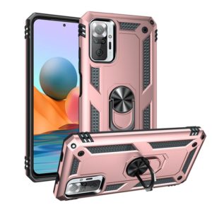 For Xiaomi Redmi Note 10 Pro Shockproof TPU + PC Protective Case with 360 Degree Rotating Holder(Rose Gold) (OEM)