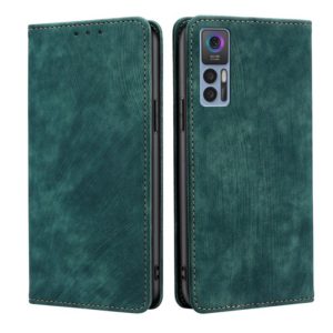 For TCL 30 5G/30+ 5G RFID Anti-theft Brush Magnetic Leather Phone Case(Green) (OEM)