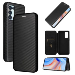 For OPPO Reno5 Pro 5G Carbon Fiber Texture Horizontal Flip TPU + PC + PU Leather Case with Card Slot(Black) (OEM)