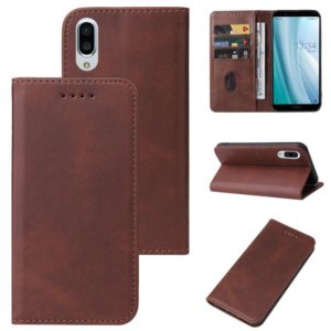 For Sharp Aquos Sense 3 Plus Magnetic Closure Leather Phone Case(Brown) (OEM)