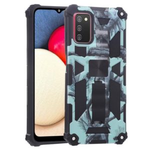 For Samsung Galaxy A03s 166.6mm Camouflage Armor Shockproof TPU + PC Magnetic Protective Case with Holder(Mint Green) (OEM)