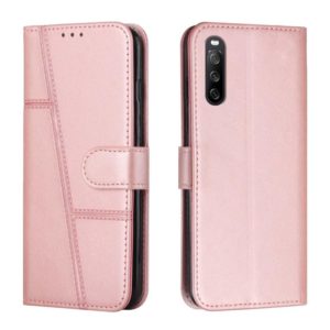 For Sony Xperia 10 III / 10 III Lite Stitching Calf Texture Buckle Leather Phone Case(Pink) (OEM)