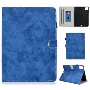 For iPad Air 2022 / 2020 10.9 Marble Style Cloth Texture Leather Case with Bracket & Card Slot & Pen Slot & Anti Skid Strip(Blue) (OEM)