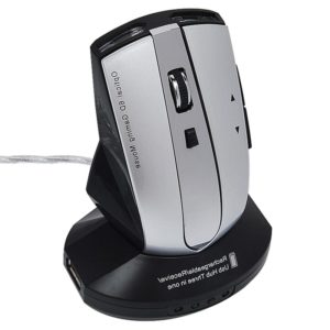 MZ-011 2.4GHz 1600DPI Wireless Rechargeable Optical Mouse with HUB Function(Black Silver) (OEM)