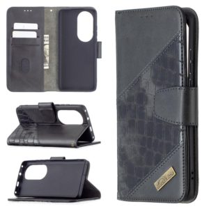 For Huawei P50 Pro Matching Color Crocodile Texture Horizontal Flip PU Leather Case with Wallet & Holder & Card Slots(Black) (OEM)