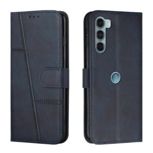 For Motorola Moto G200 5G / Edge S30 Stitching Calf Texture Buckle Leather Phone Case(Blue) (OEM)