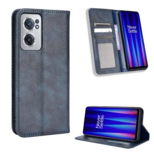 For OnePlus Nord CE 2 5G Magnetic Buckle Retro Texture Leather Phone Case(Blue) (OEM)