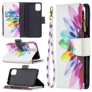 For LG K42 Colored Drawing Pattern Zipper Horizontal Flip Leather Case with Holder & Card Slots & Wallet(Sun Flower) (OEM)