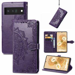 For Google Pixel 6 Mandala Embossing Pattern Horizontal Flip Leather Case with Holder & Card Slots & Wallet & Lanyard(Purple) (OEM)