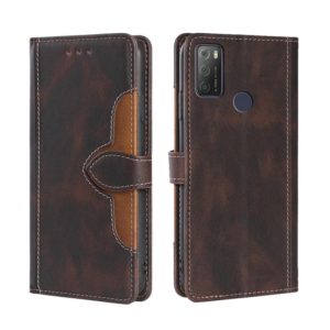 For Alcatel 1S 2021 / 3L 2021 Skin Feel Straw Hat Magnetic Buckle Leather Phone Case(Brown) (OEM)