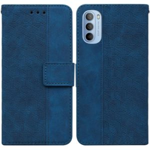 For Motorola Moto G51 Geometric Embossed Leather Phone Case(Blue) (OEM)