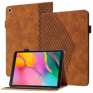 For Samsung Galaxy Tab A 10.1 2019 T510 Rhombus Skin Feel Horizontal Flip Tablet Leather Case with Card Slots & Holder(Brown) (OEM)