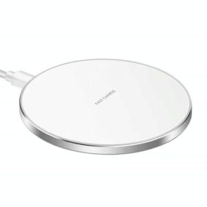 15W Metal Round Wireless Charger Smart Fast Charge(Silver + White Surface) (OEM)