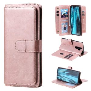 For Xiaomi Redmi Note 8 Pro Multifunctional Magnetic Copper Buckle Horizontal Flip Solid Color Leather Case with 10 Card Slots & Wallet & Holder & Photo Frame(Rose Gold) (OEM)