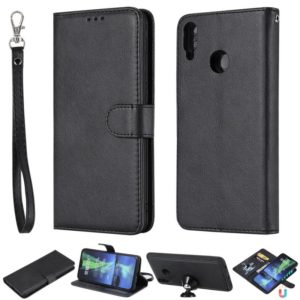 For Huawei Honor 8X Solid Color Horizontal Flip Protective Case with Holder & Card Slots & Wallet & Photo Frame & Lanyard(Black) (OEM)