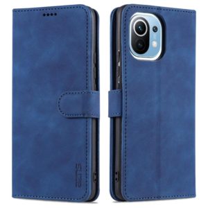 For Xiaomi Mi 11 AZNS Skin Feel Calf Texture Horizontal Flip Leather Case with Card Slots & Holder & Wallet(Blue) (AZNS) (OEM)
