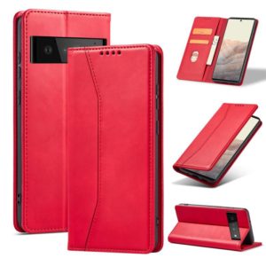 For Google Pixel 6 Pro Magnetic Dual-fold Leather Phone Case(Red) (OEM)
