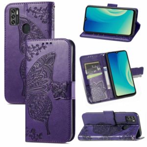 For ZTE Blade A7S 2020 Butterfly Love Flowers Embossed Horizontal Flip Leather Case with Holder & Card Slots & Wallet & Lanyard(Dark Purple) (OEM)