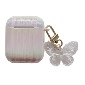 Color Plated PC Earphone Case with Butterfly Clasp For AirPods 1 / 2(White) (OEM)