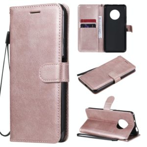 For Huawei Enjoy 20 Plus 5G Solid Color Horizontal Flip Protective Leather Case with Holder & Card Slots & Wallet & Photo Frame & Lanyard(Rose Gold) (OEM)